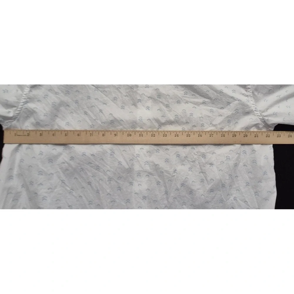 Banana Republic men's white short sleeve‎ button up blue print slim fit LG
